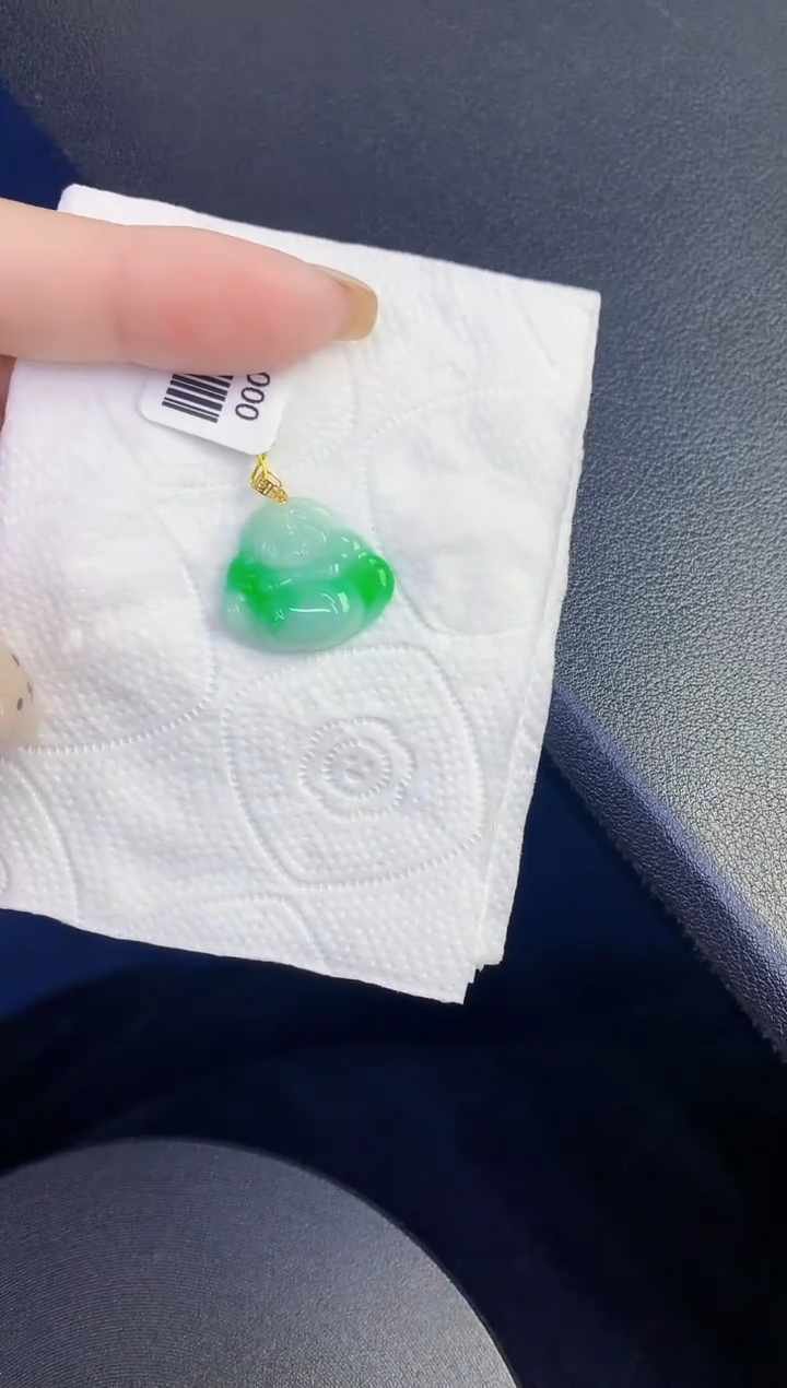 颈饰18K金镶嵌翡翠缅甸天然翡翠A货