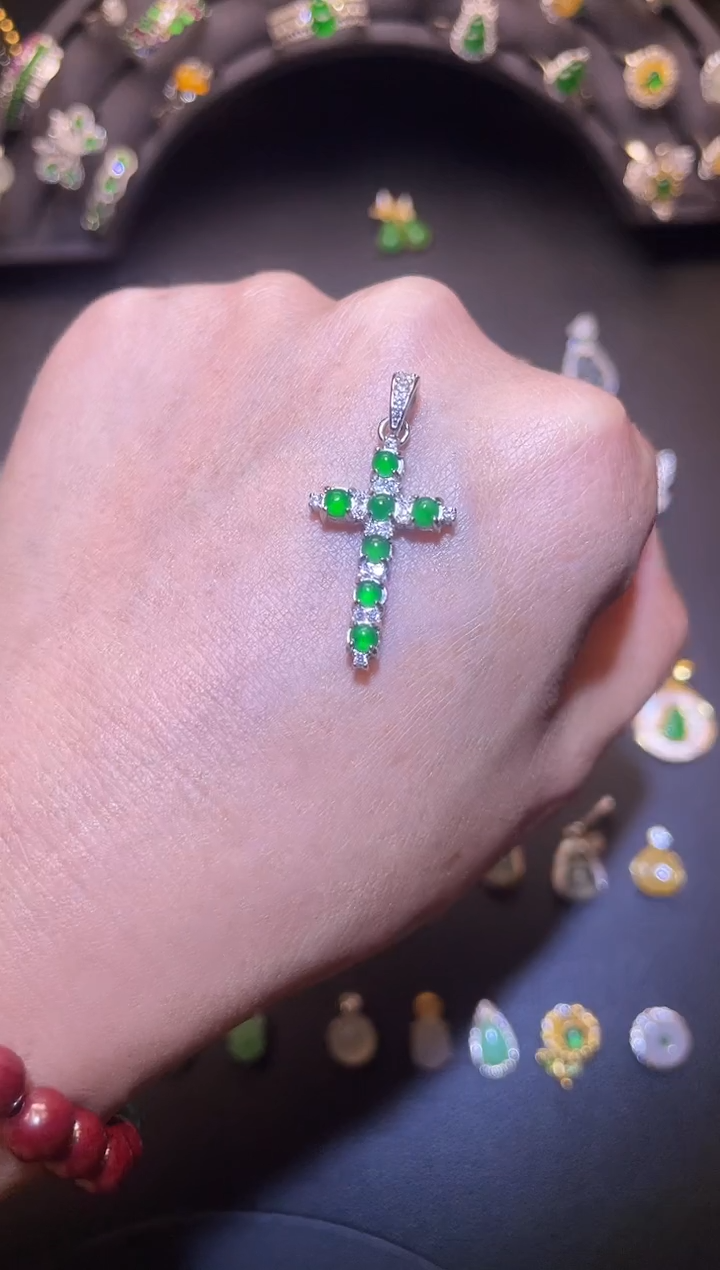 吊坠(不含链)银S925镶嵌翡翠1