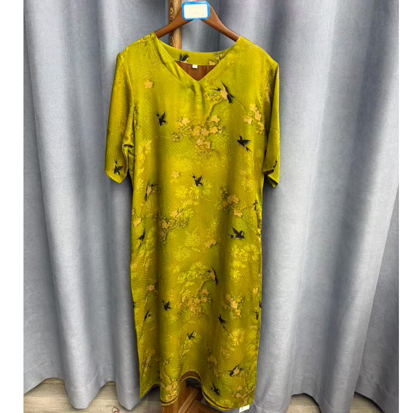 夏季新款简约百搭宽松桑蚕丝香云纱连衣裙H812