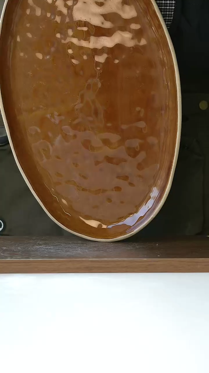 【闪购商品】陶瓷出西班牙粗陶椭圆盘34cm@4-2@