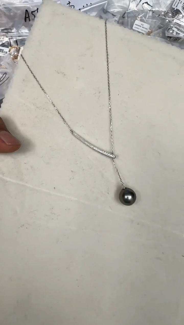 颈饰银S925镶嵌海水珍珠套链