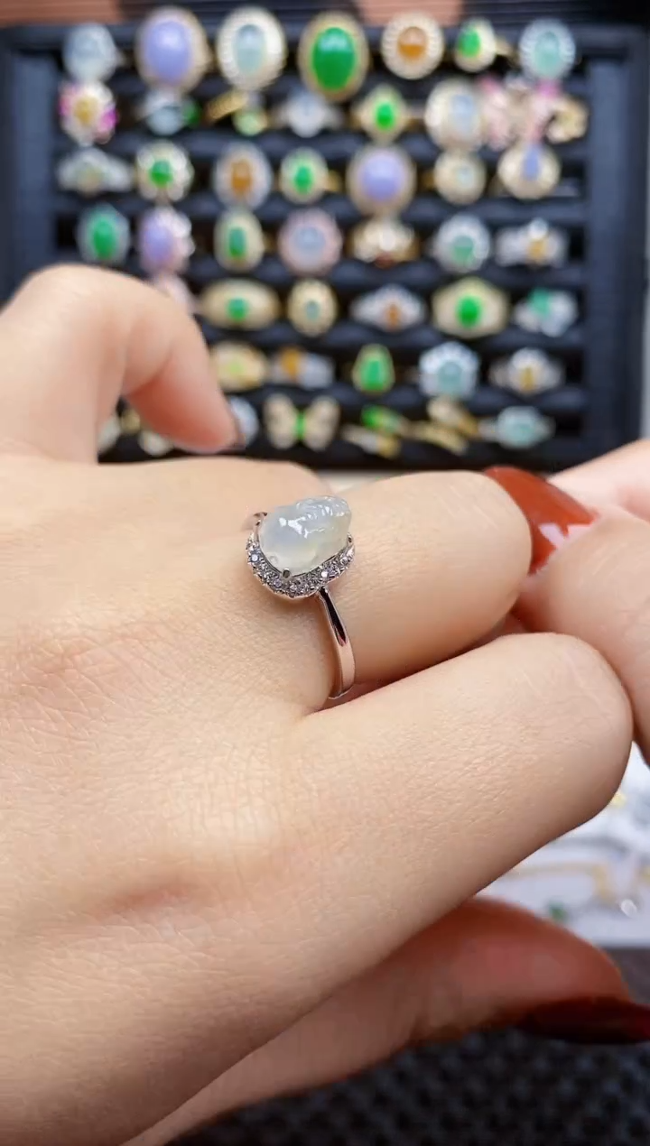 银S925镶嵌戒指翡翠397