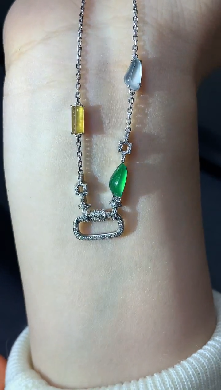 颈饰18K金镶嵌翡翠533-中国好珍宝