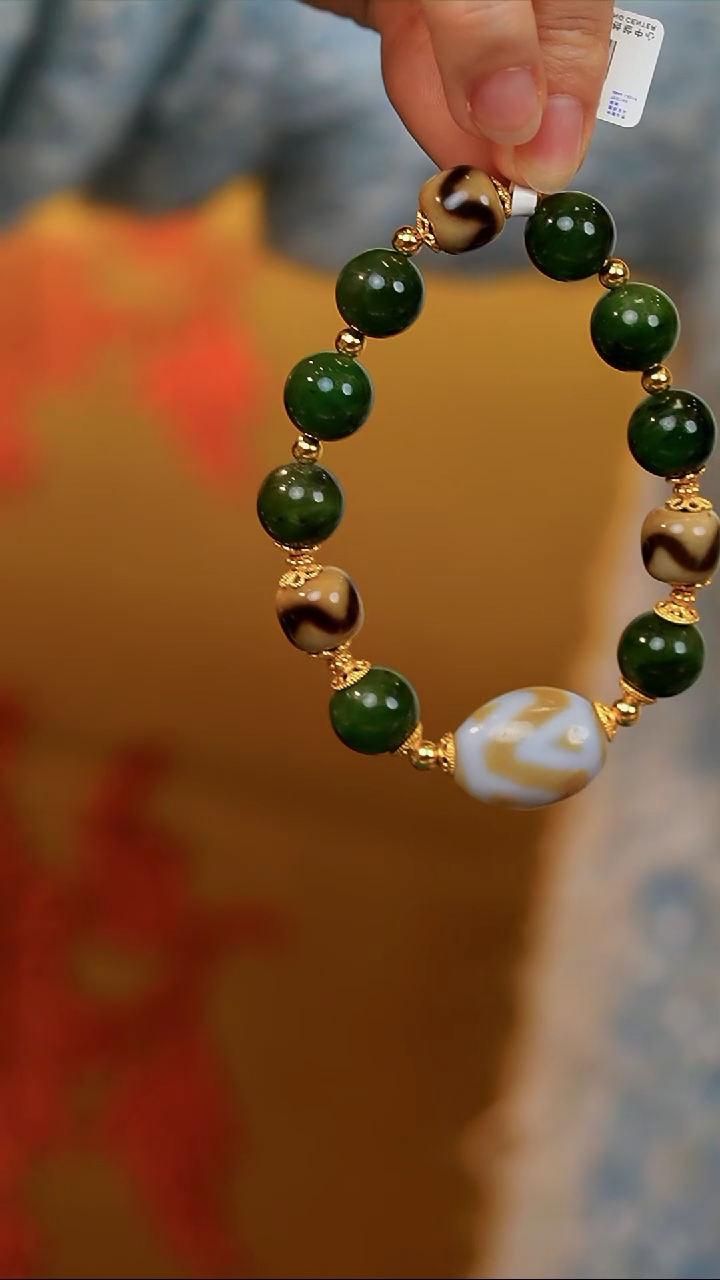 【闪购商品】和田玉手串银S925镀金镶嵌单靠山