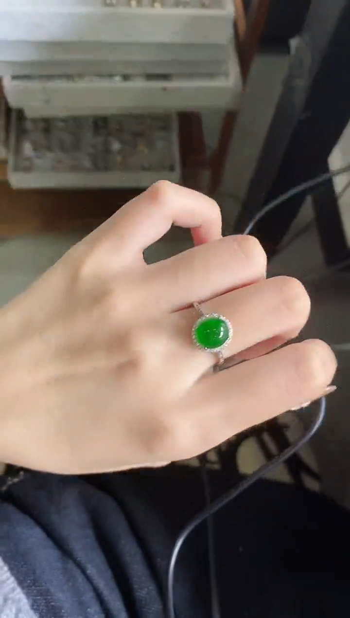 【闪购商品】翡翠戒指银S925镶嵌51511