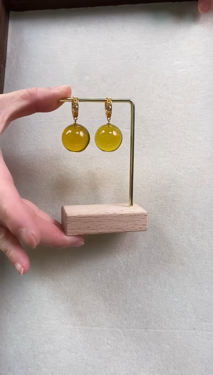 【闪购商品】蓝珀耳饰银S925镶嵌20+蓝珀耳坠