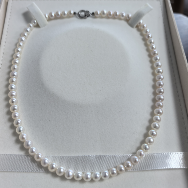 【钻光星河】仙女尺寸小钻光无暇淡水无核春夏必备6mm左右珍珠项链