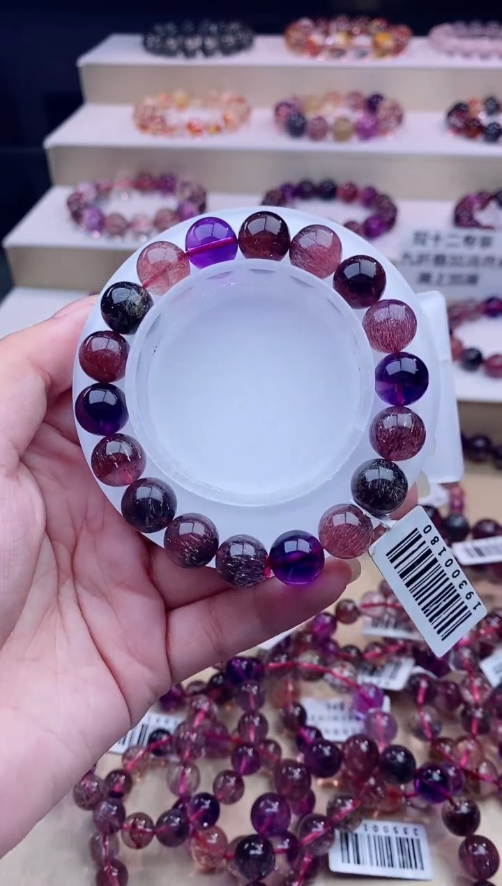 未镶嵌手串水晶黑加仑超七单圈11m+