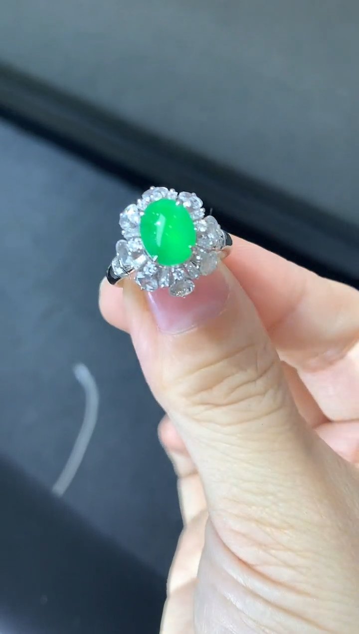 18K金镶嵌戒指翡翠628-中国好珍宝