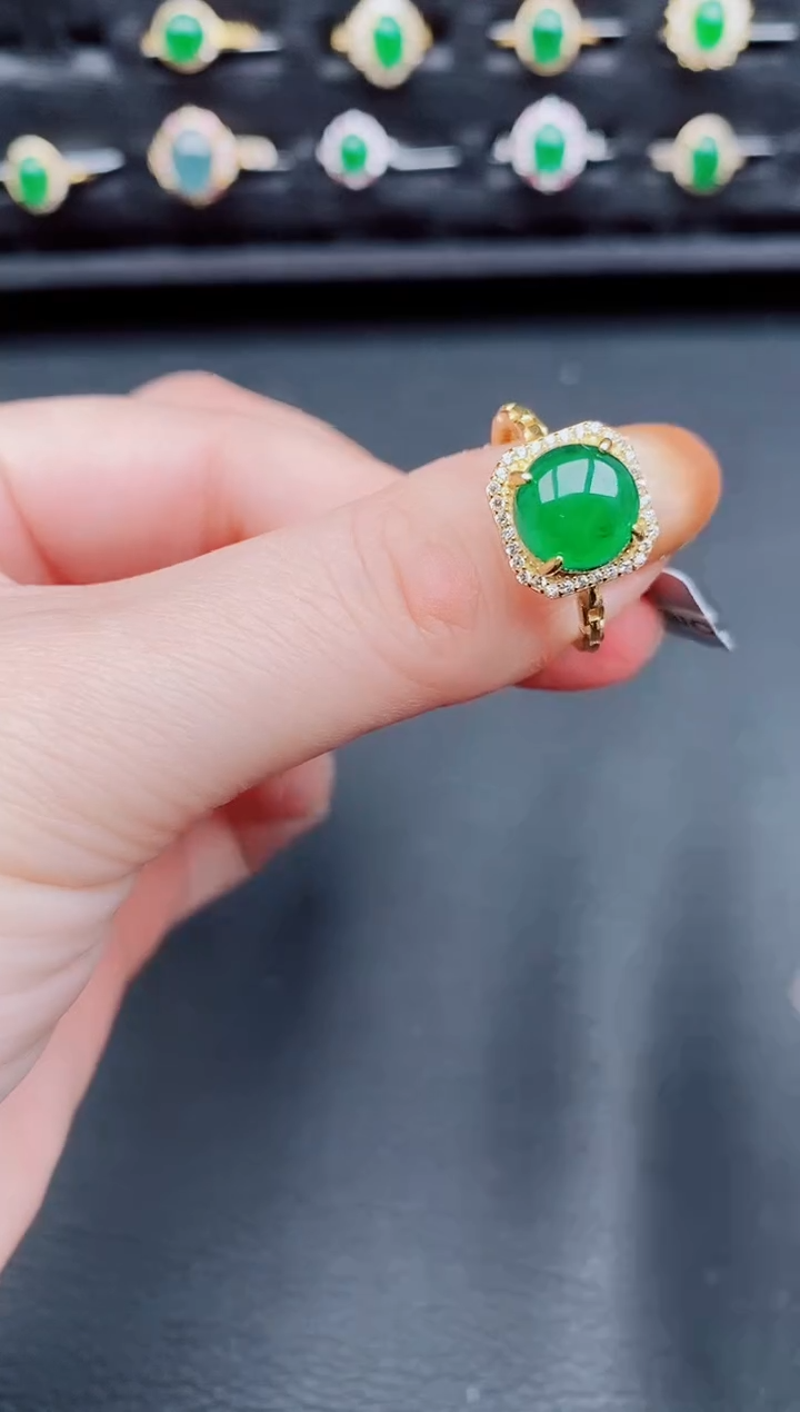 【闪购商品】翡翠戒指银S925镶嵌天然a货翡翠52