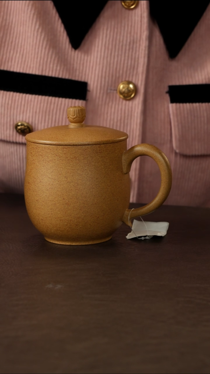 茶杯紫砂锦素盖杯 五彩段泥 