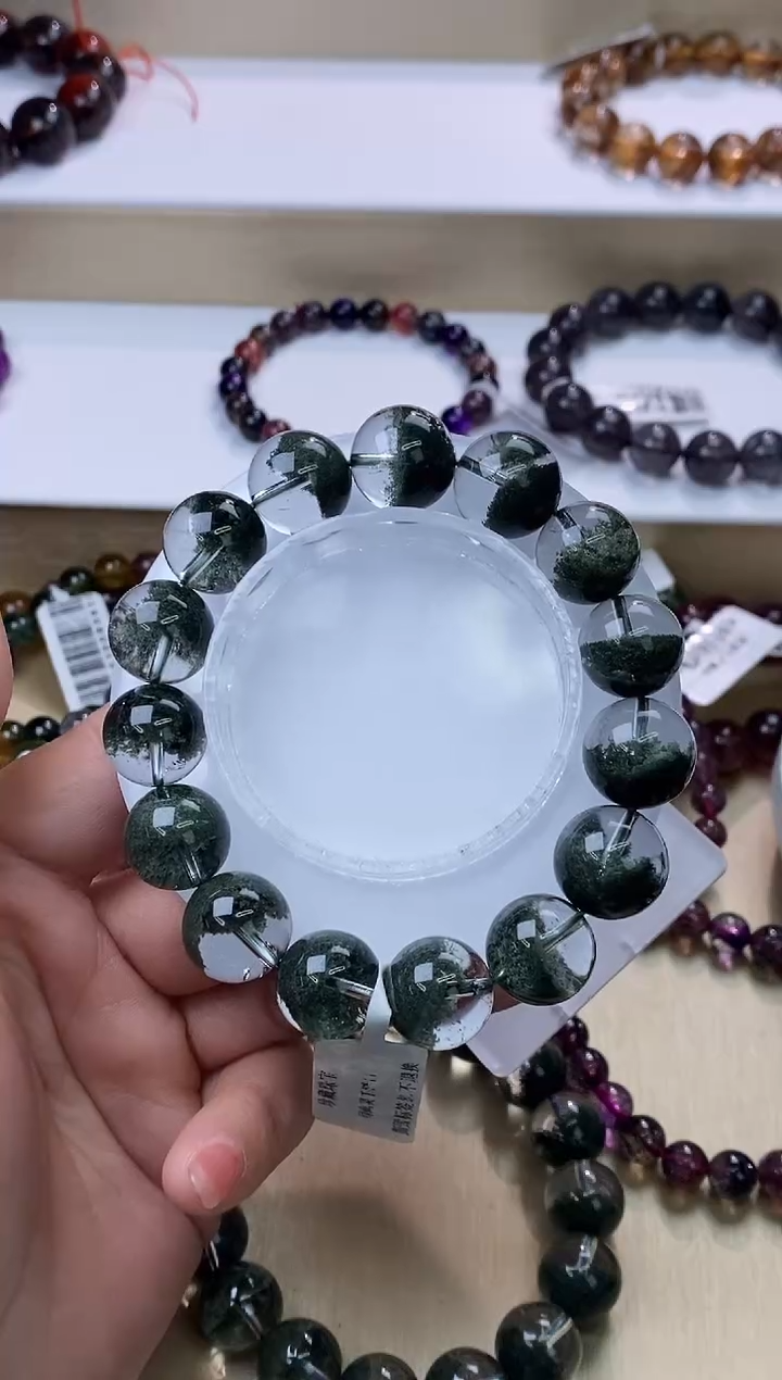 【闪购商品】水晶手链未镶嵌聚宝盆绿幽灵14m+