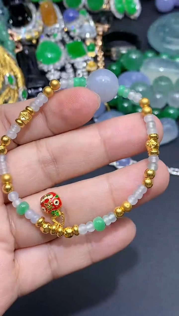 足金镶嵌手链翡翠312-春日珠宝