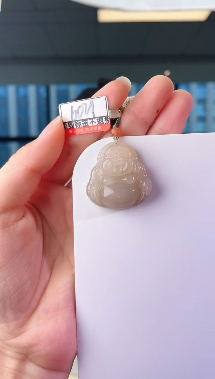 颈饰未镶嵌和田玉藕粉佛公 带包容 6021