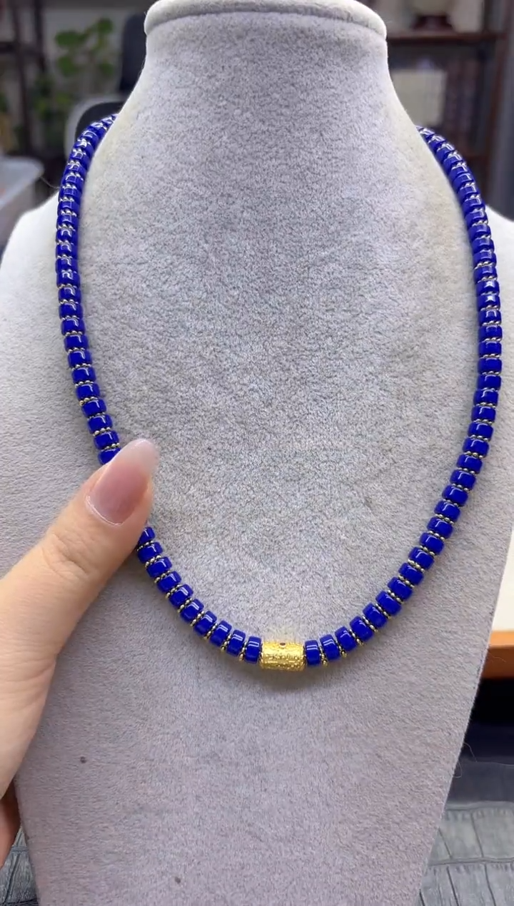 14K金镶嵌青金石颈饰DIY款X778