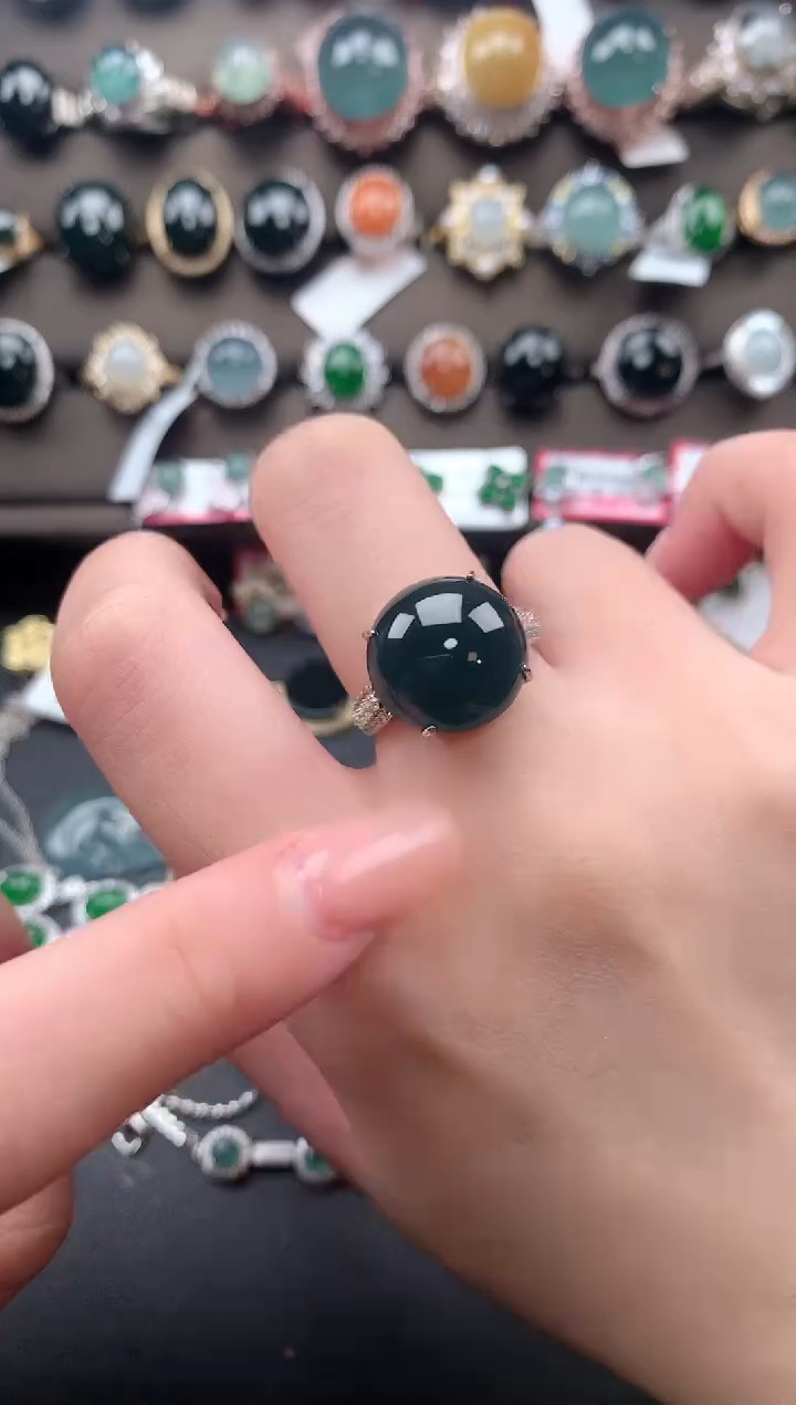 【闪购商品】翡翠戒指银S925镶嵌612341