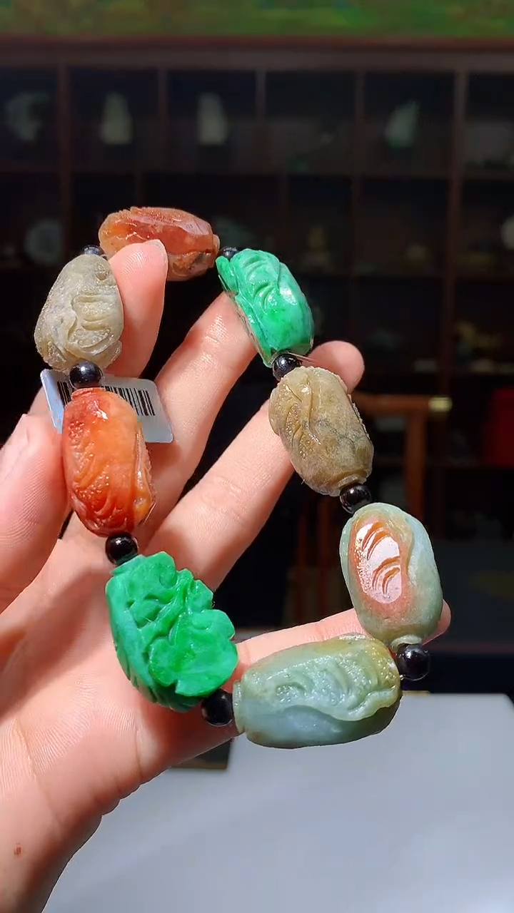 【闪购商品】定制翡翠未镶嵌1088hm-毛货手串38