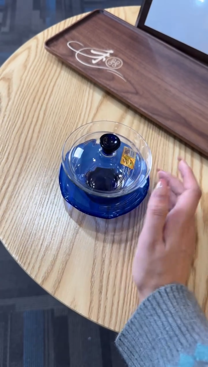 禾器 荷叶盖碗宝蓝色