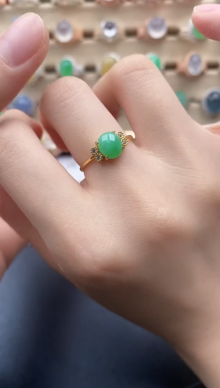 翡翠戒指银S925镶嵌一物一证一礼盒