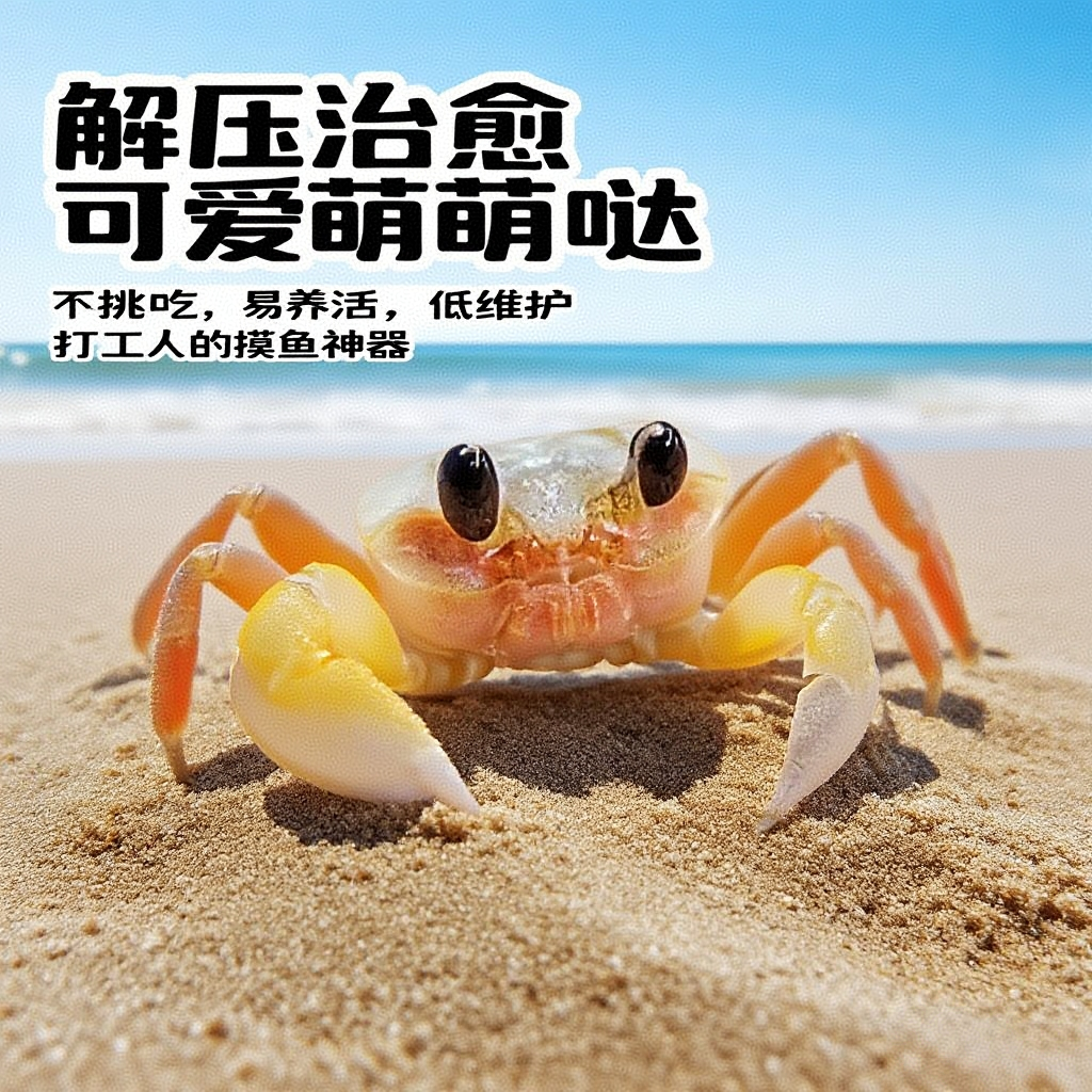 【直接拍下颜色随机发货】可爱大眼萌沙蟹萌宠适合懒人易养的爬宠