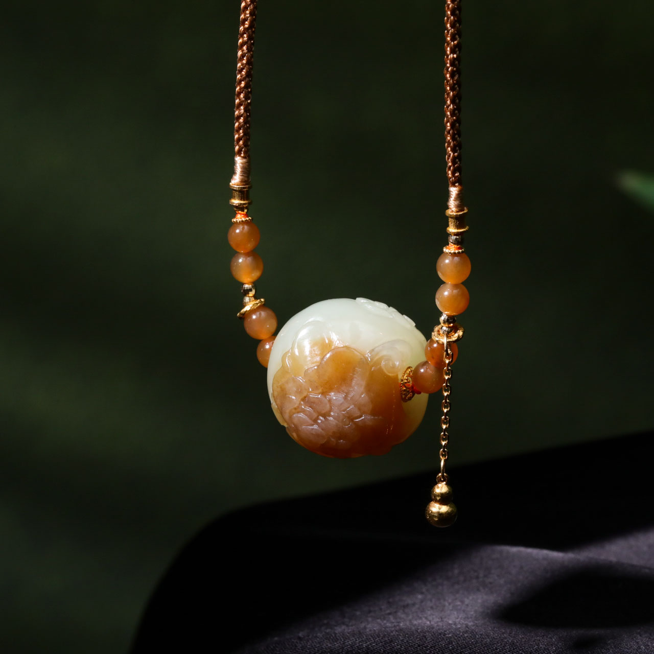 【意婵】《镜花辞》(17mm)新疆和田玉且末糖白莲花珠项链18k金-912853