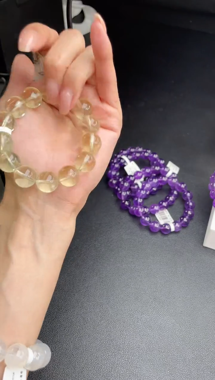 【闪购商品】水晶手链未镶嵌天然冰透柠檬黄水13mm