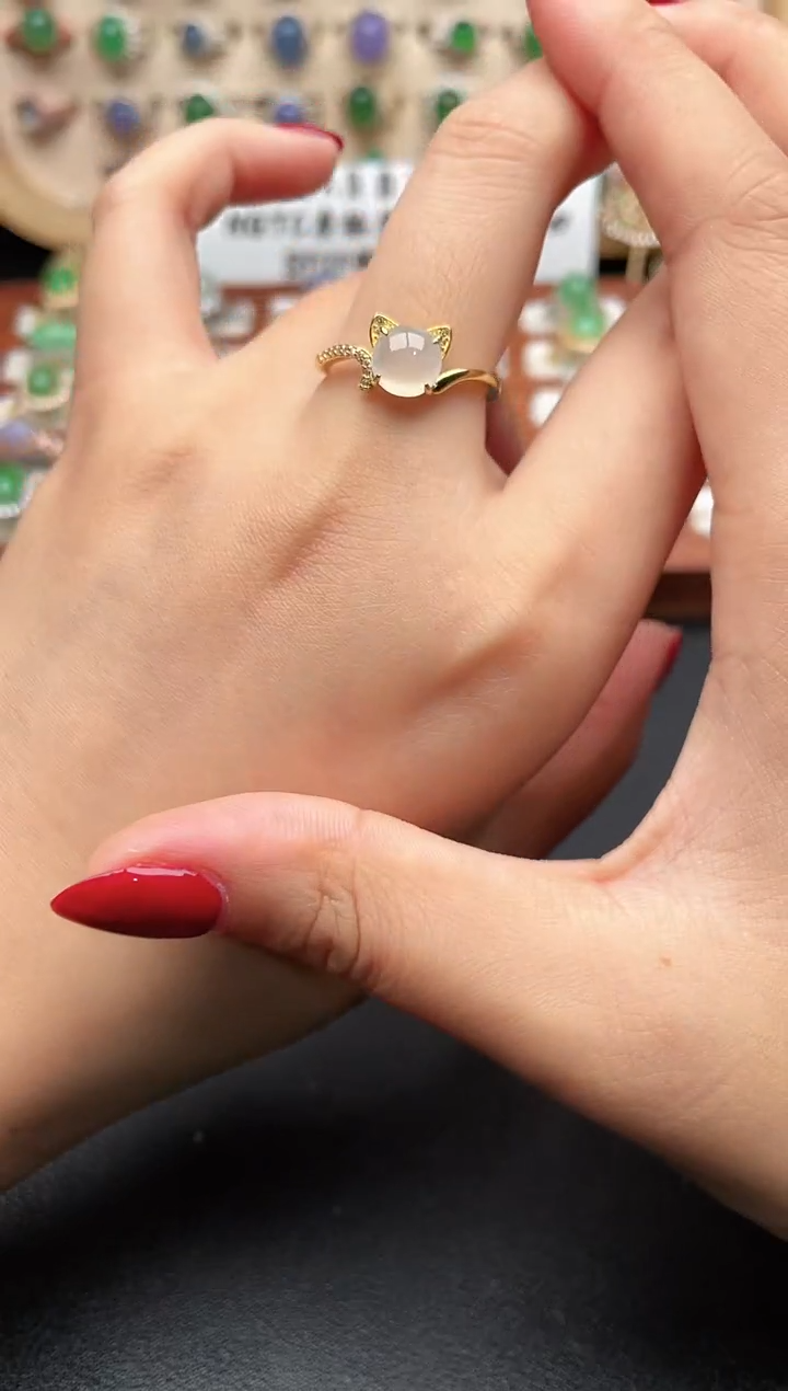 银S925镶嵌戒指翡翠一物一证一礼盒