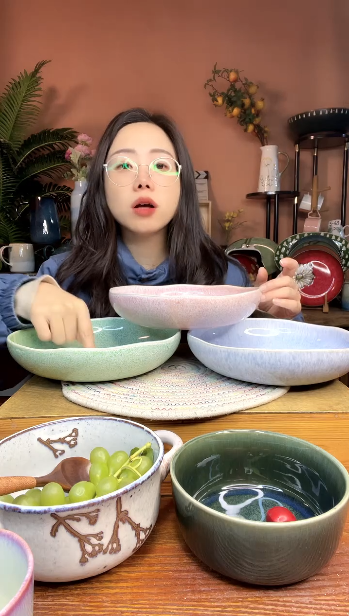 陶瓷8.6英寸云梦系列深盘 3件 微瑕疵