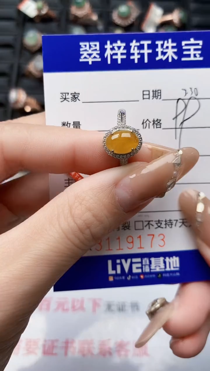 翡翠银S925镶嵌戒指9173