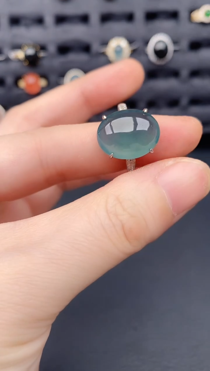 银S925镶嵌戒指翡翠天然a货翡翠202