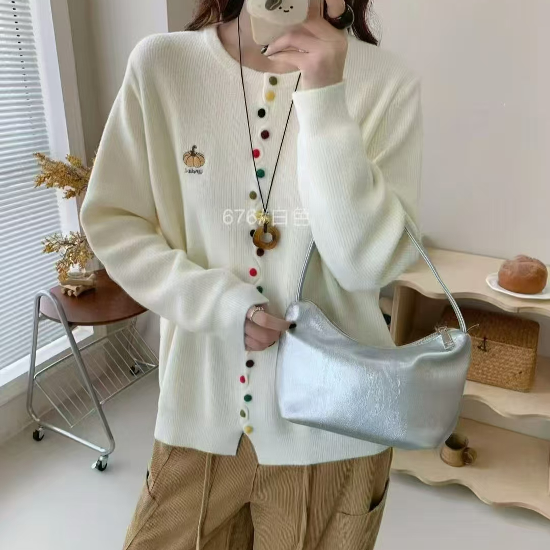 【瑞丽家】长袖衬衫袖冬季针织秋季毛针织衫秋冬纯色气质宽松