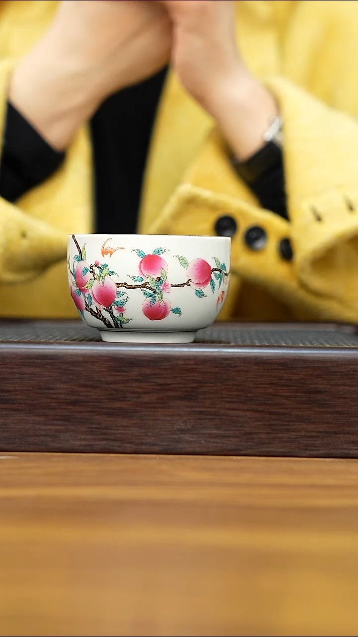 紫砂公道杯景德镇陶瓷寿桃主人杯120cc