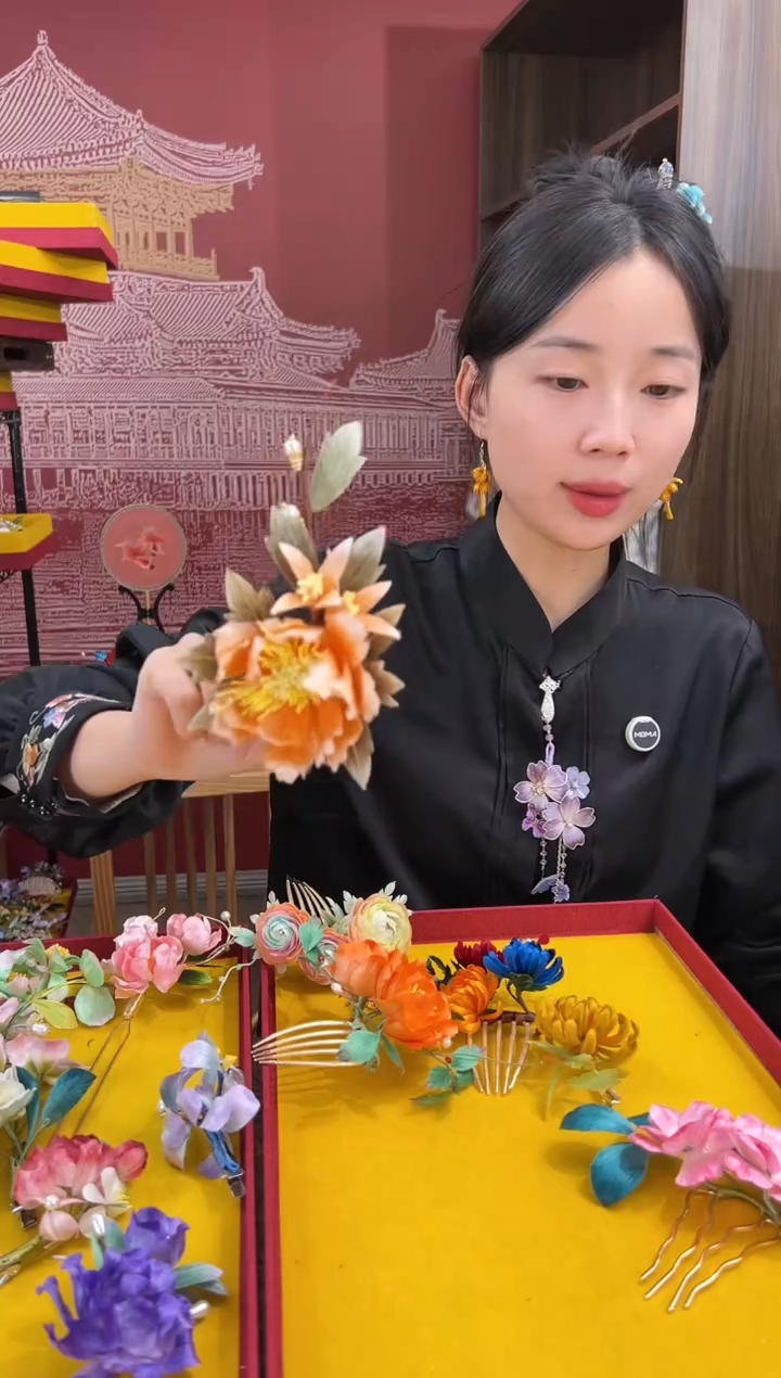 【闪购商品】刺绣非遗绒花（发饰）