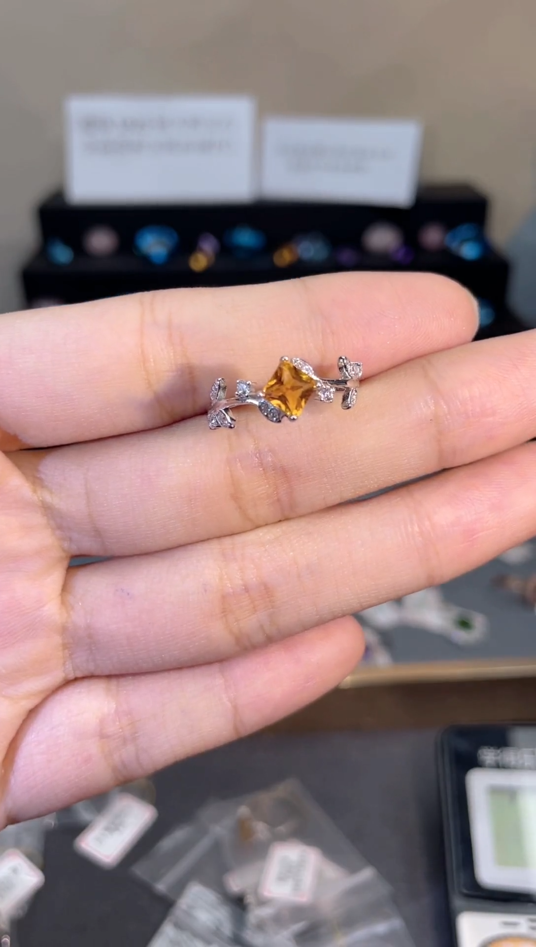 银S925镶嵌戒指黄晶天然宝石