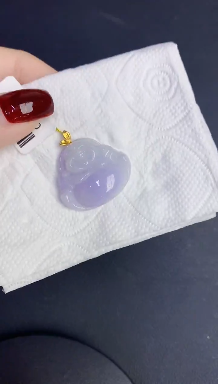 颈饰18K金镶嵌翡翠缅甸天然翡翠a货