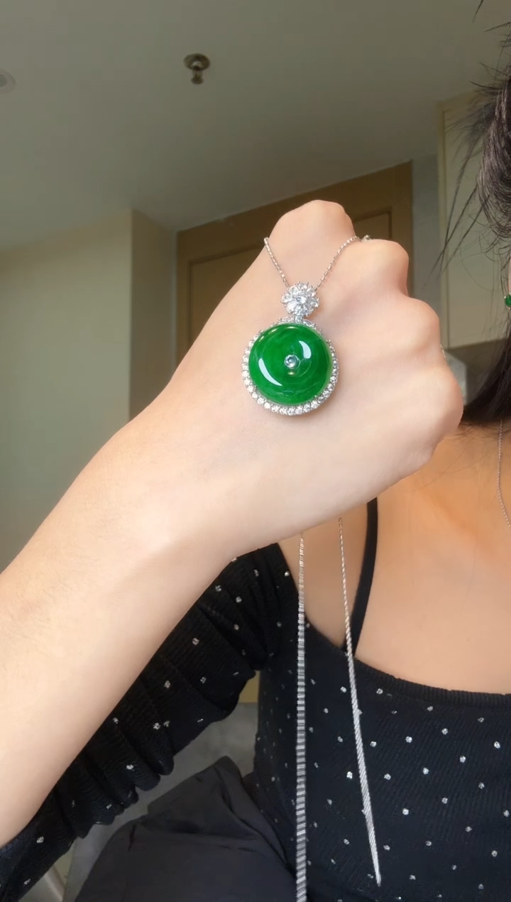 【闪购商品】翡翠吊坠(不含链)银S925镶嵌天然翡翠吊坠3