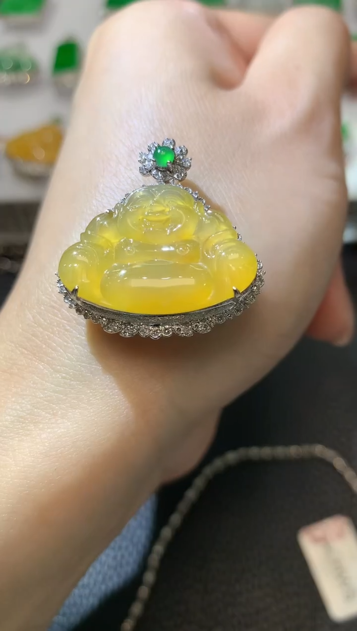 【闪购商品】翡翠吊坠(不含链)18K金镶嵌A113