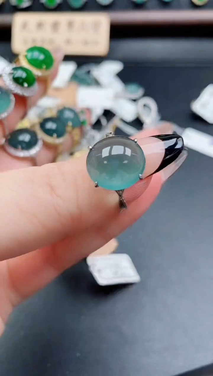 银S925镶嵌戒指翡翠1