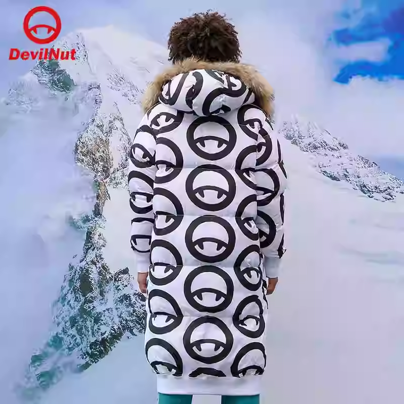 DEVIL NUT潮牌恶魔无性别保暖保暖宽松长羽绒流感外套北欧 AET