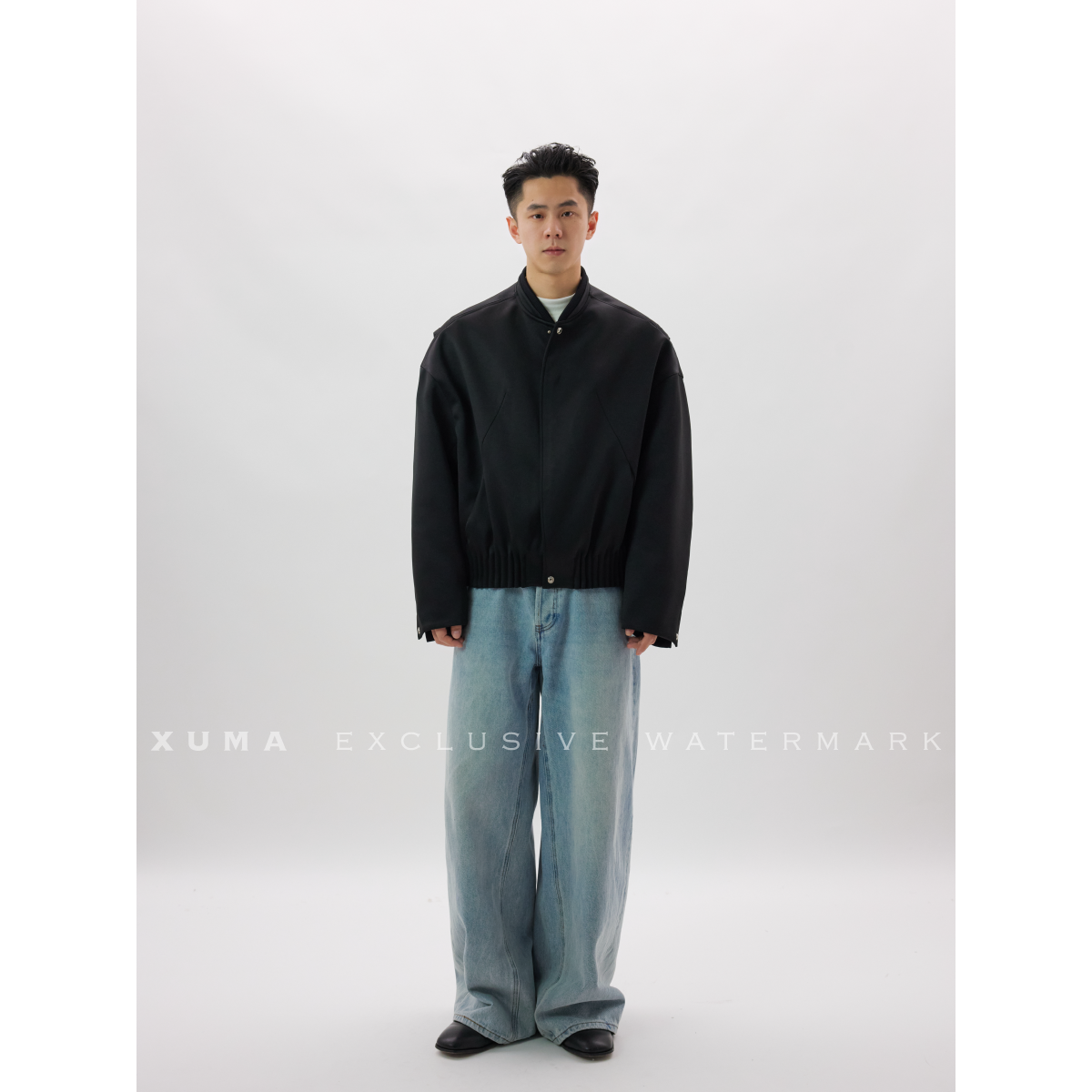 XUMA 25F/W【细节控】90白鹅绒棒球领宽松极简复古短宽羽绒夹克外套