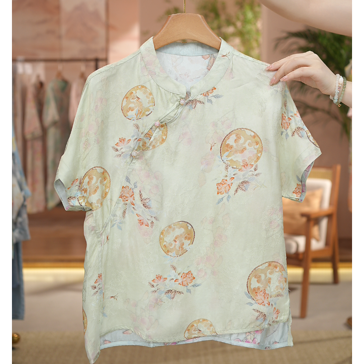 《 漫野玫瑰-短袖》新中式提花国风时尚休闲防晒透气双面穿短袖