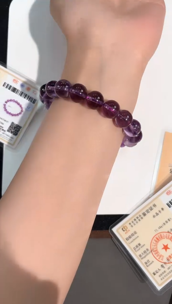 水晶手链未镶嵌94号巴西紫水单圈11mm
