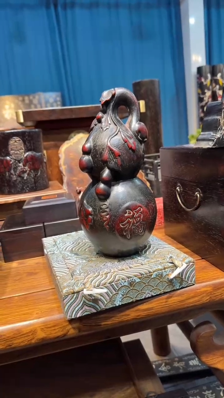 木紫檀葫芦摆件邵氏紫檀木艺