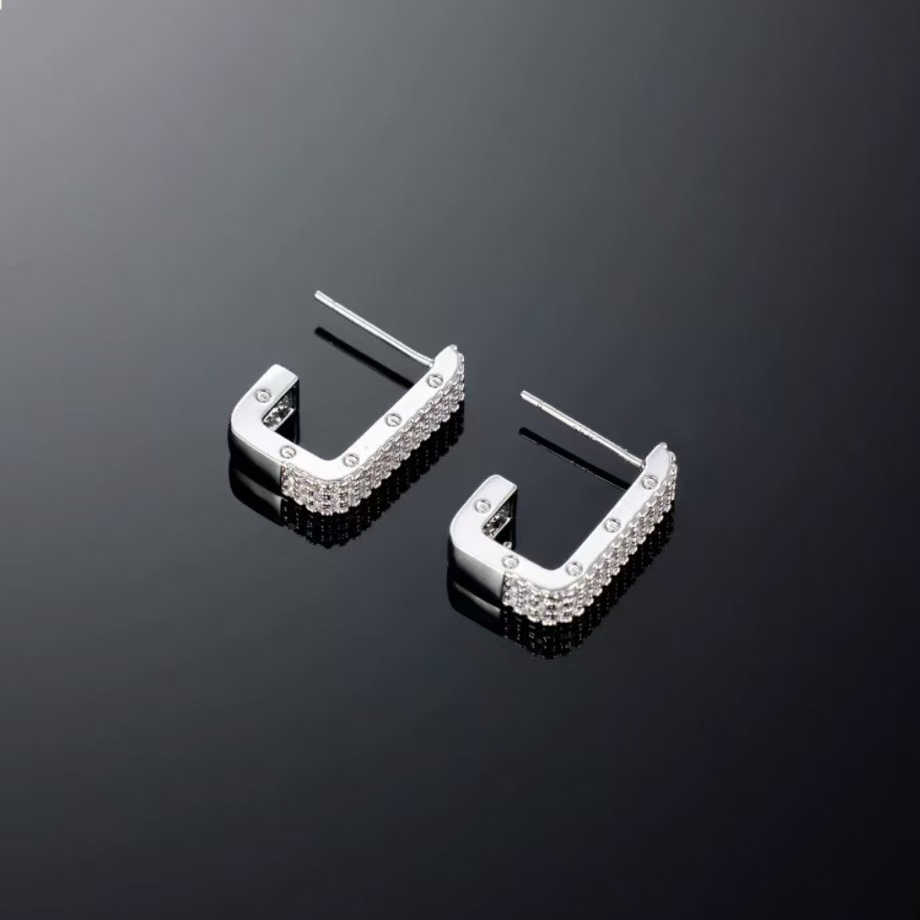 铜合金合成锆石耳饰 气质轻奢时尚百搭小众简约个性耳环QC2840