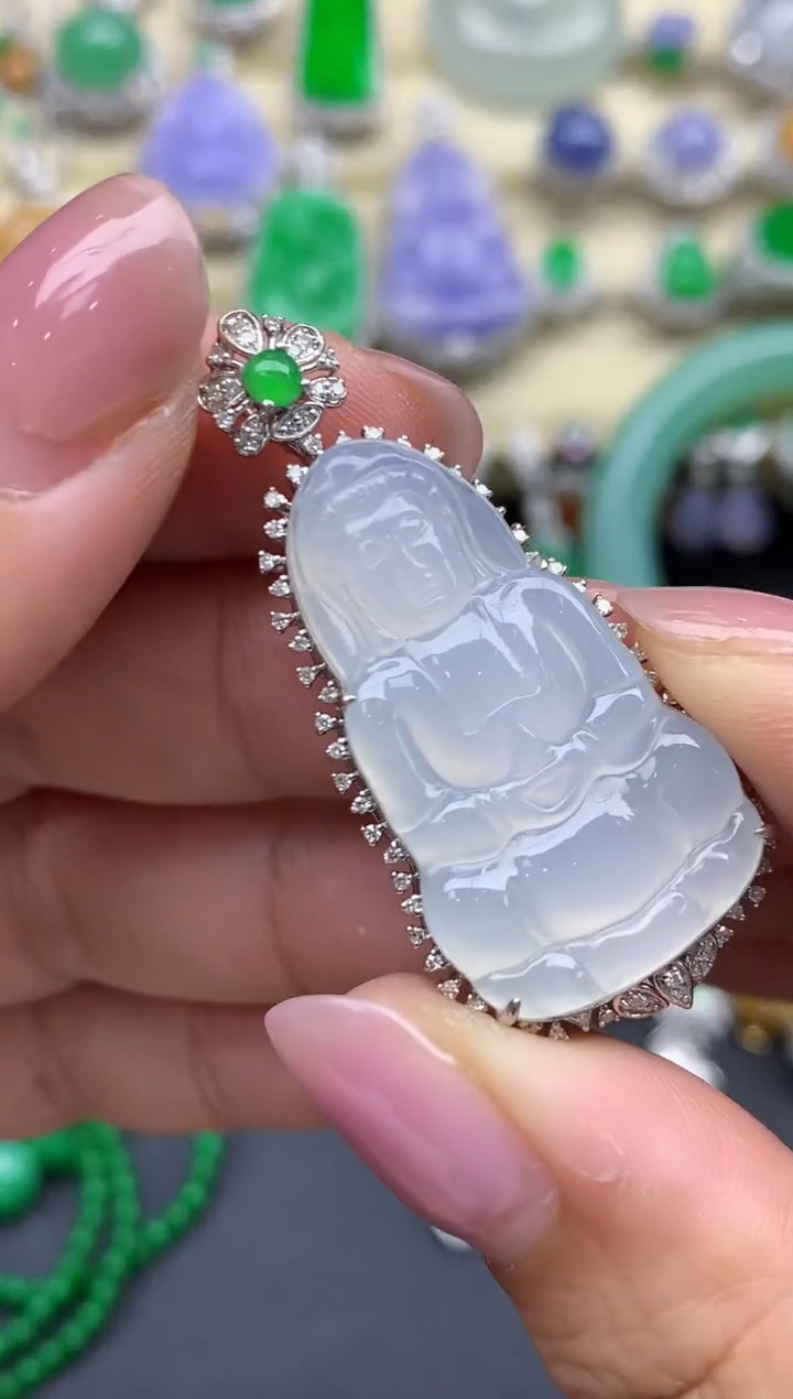 翡翠18K金镶嵌颈饰474-春日珠宝