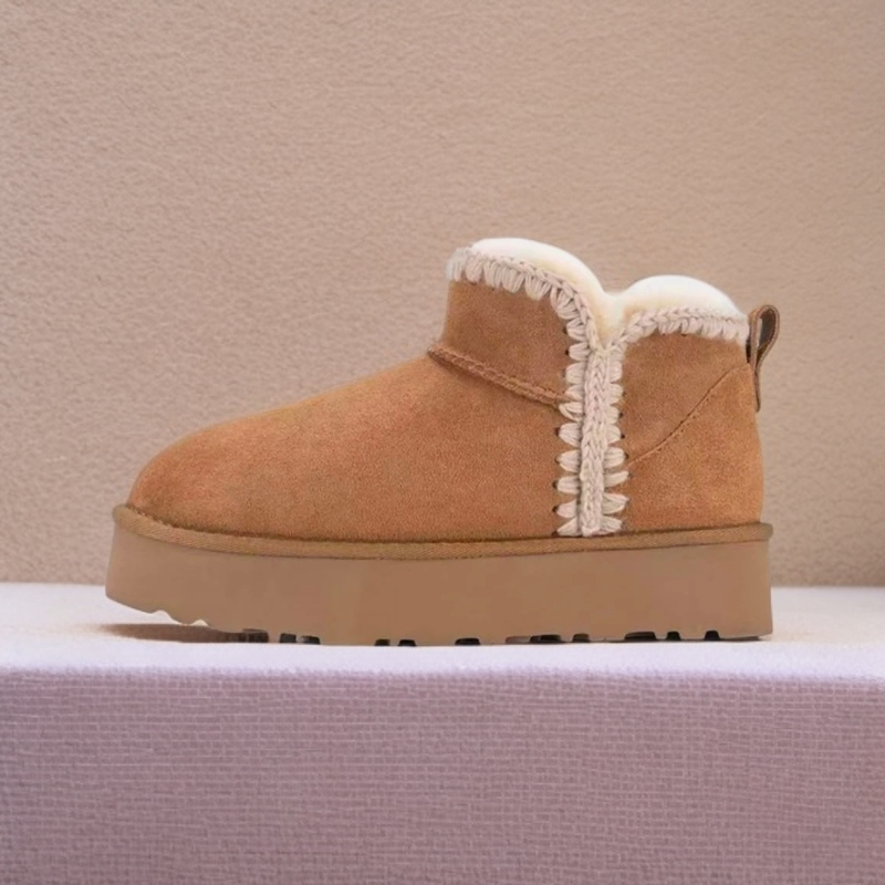 【薄---厚底毛线冬雨】厚底增高毛线口冬季保暖百搭时尚雪地靴女款