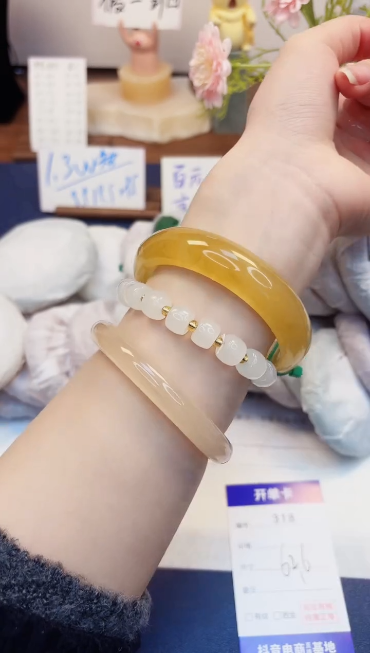 【闪购商品】石英质玉手镯未镶嵌318-财气镯-圈口62