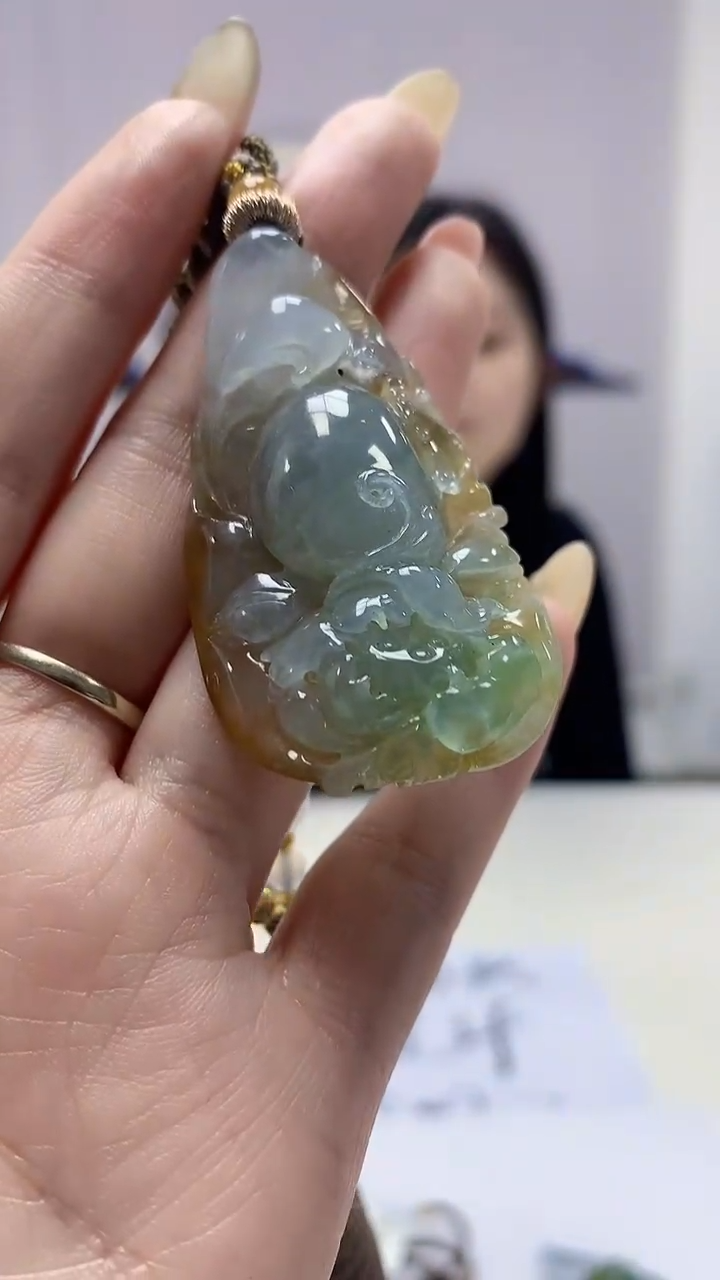 【闪购商品】定制翡翠未镶嵌0405DD-毛货挂件55