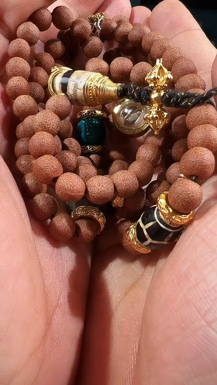 五线菩提吊坠金五线108