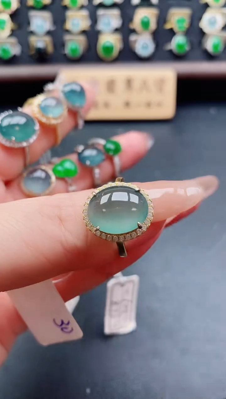 银S925镶嵌戒指翡翠1